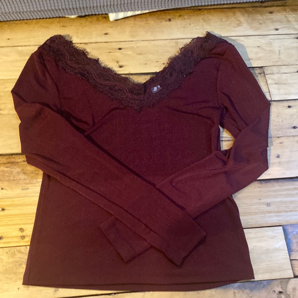 Maroon lace vneck